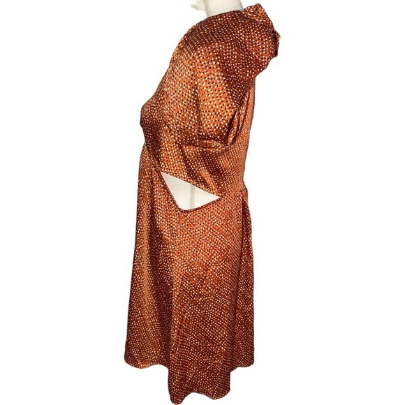 Mittoshop Womens‎ Size M Satin Cut-Out Dot Printed Mini Dress Ring Long Sleeve - Picture 7 of 13